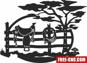 Western horse carriage scene - Free dxf for laser cutting and plasma