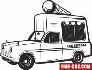 Ice cream truck car clipart - Free dxf files ready to cut