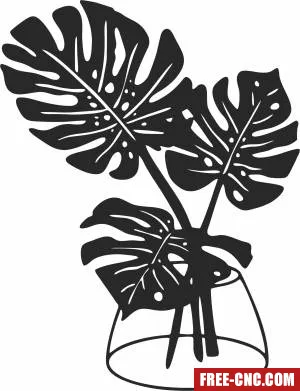 Vase monstera clipart - Download free dxf for cnc plasma cutting