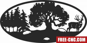 Elk deer scene forest art - Download free dxf for cnc plasma cutting