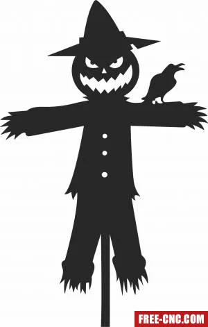 Halloween scarecrow silhouette - Free dxf download