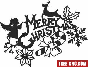 Merry christmas sign - Free dxf files ready to cut