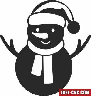 Snowman christmas clipart - Free dxf files ready to cut