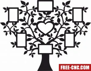 Pictures frame holder memories tree for family member - free dxf download