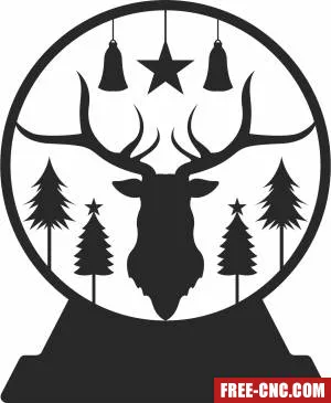 Deer globe christmas ornament - Free dxf files ready to cut