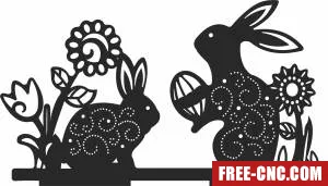 Bunny rabbit scene easter - Free dxf files ready to cut