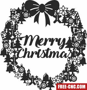 Merry christmas wreath gift - Free dxf for laser cutting and plasma