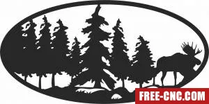 Elk scene art - Free dxf files ready to cut