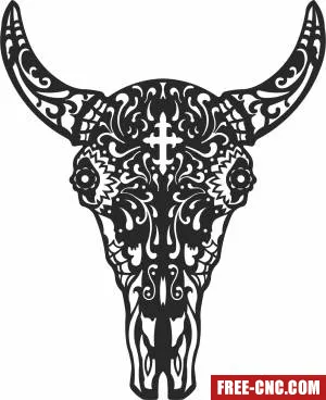 Deer floral skull cliparts - Free dxf for laser cutting and plasma