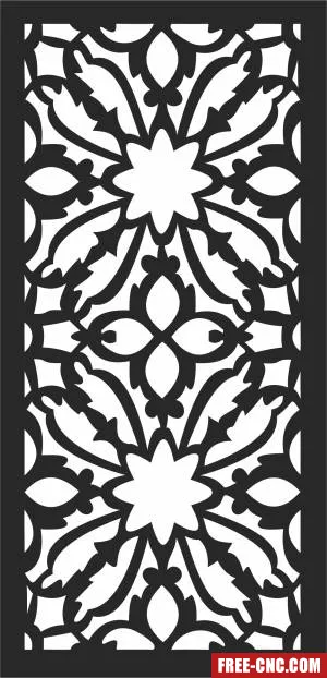 Floral pattern door wall screen - Free dxf for laser cutting and plasma