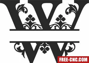 Split letter monogram w - Free dxf files ready to cut