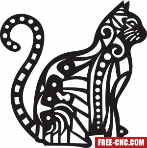 Cat decorative clipart - Download free dxf for cnc plasma cutting