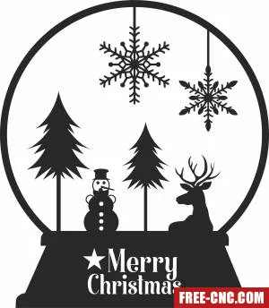 Snowman globe merry christmas - Free dxf download