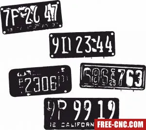 Vintage license cars plates - Download free dxf for cnc plasma cutting