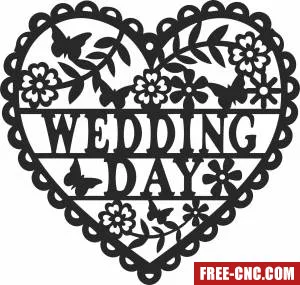 Heart wedding day wall art - Free dxf files ready to cut