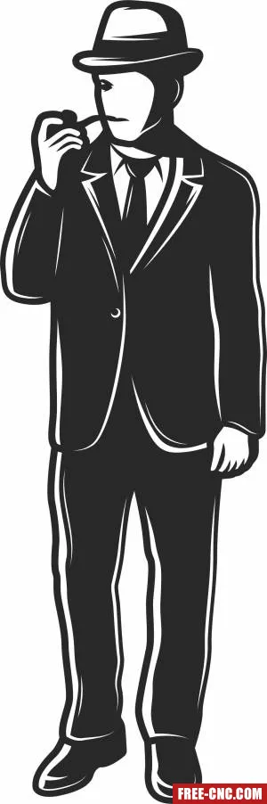 Gangster man smoking clipart - Download free dxf for cnc plasma cutting