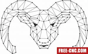 Geometric polygon sheep with horns head - Free dxf download