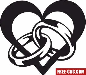 Heart love sign with rings - Download free dxf for cnc plasma cutting