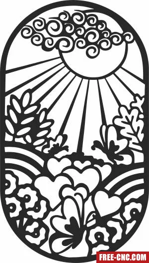 Floral wall art decor - Free dxf for laser cutting and plasma