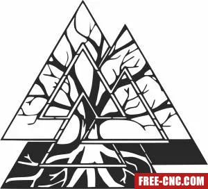 Valknut symbol and tree of life - Free dxf for laser cutting and plasma