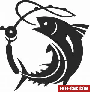 Tuna fish fishing scene clipart - Download free dxf for cnc plasma cutting