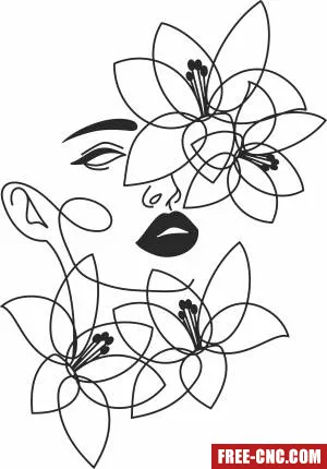 One line woman face wall art - Download free dxf for cnc plasma cutting