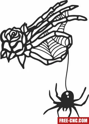 Skeleton hand spider silhouette - Download free dxf for cnc plasma cutting