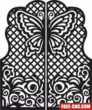 Gate decorative wall screen pattern floral panels - Free dxf for laser cutting and plasma