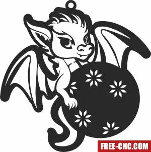 Christmas dragon ornament - Free dxf files ready to cut