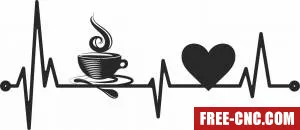 Coffee heart beats wall decor - Download free dxf for cnc plasma cutting