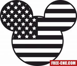 Mickey mouse usa flag disney - free dxf download