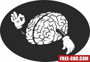 Brain with hands clipart - Free dxf files ready to cut