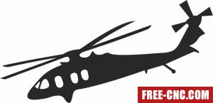 Helicopter aircraft silhouette - Free dxf files ready to cut