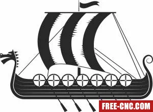 Vikings ship clipart - Free dxf download