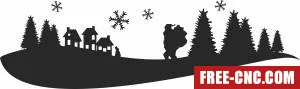 Santa claus christmas scene - Free dxf files ready to cut