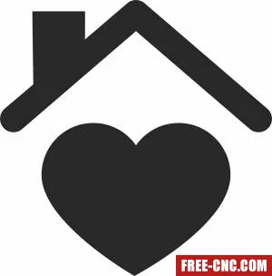 House with heart clipart - Free dxf for laser cutting and plasma