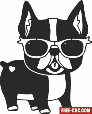 Dog wearing sunglasses - Free dxf files ready to cut