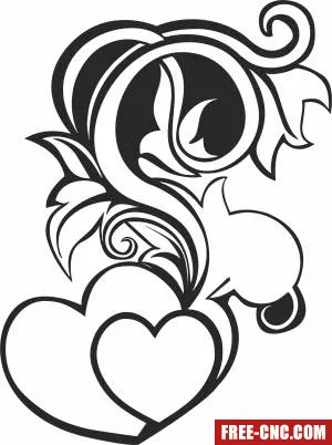 Decorative swirls hearts - Free dxf download