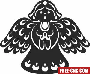 Christmas angel clipart - Free dxf for laser cutting and plasma