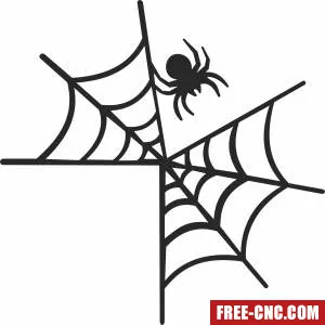 Cobweb spider halloween corner stake clipart - Free dxf files ready to cut