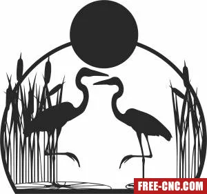 Heron scene art work - Free dxf files ready to cut