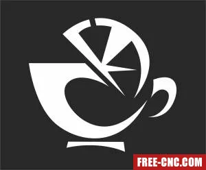 Coffee tea lemon cup art sign - Free dxf files ready to cut