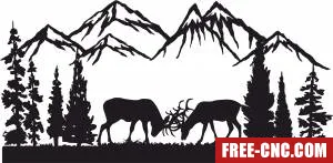 Deers buck forest scene art - Download free dxf for cnc plasma cutting