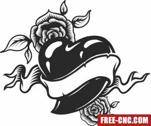 Heart with flowers clipart - Download free dxf for cnc plasma cutting