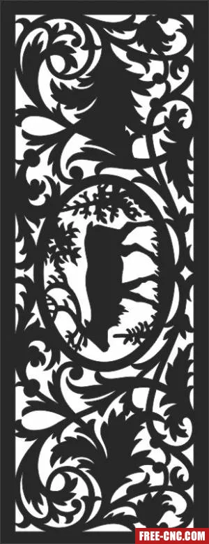 Deer scen decorative panel wall door pattern - free dxf download