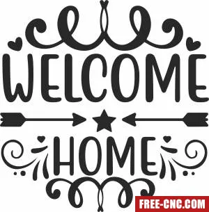 Welcome home typography vector - Download free dxf for cnc plasma cutting