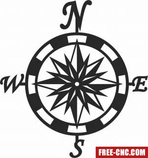 Compass wall sign - Download free dxf for cnc plasma cutting