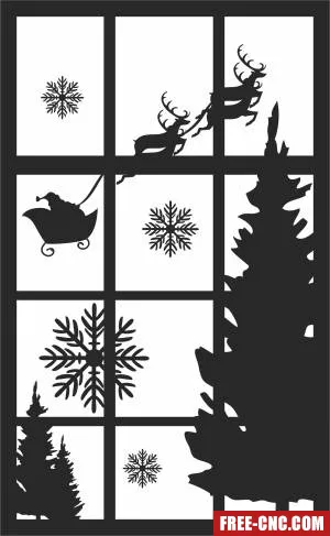 Christmas window scene - Free dxf for laser cutting and plasma