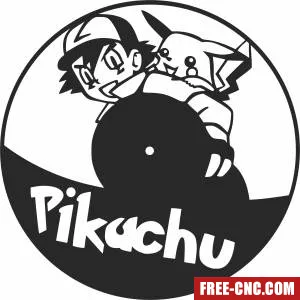 Pikachu pokemon wall clock - Download free dxf for cnc plasma cutting