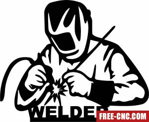 Welder silhouette iron man sign - Free dxf download